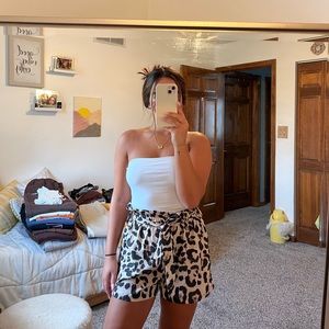 Shein cheetah print shorts with tie belt size small